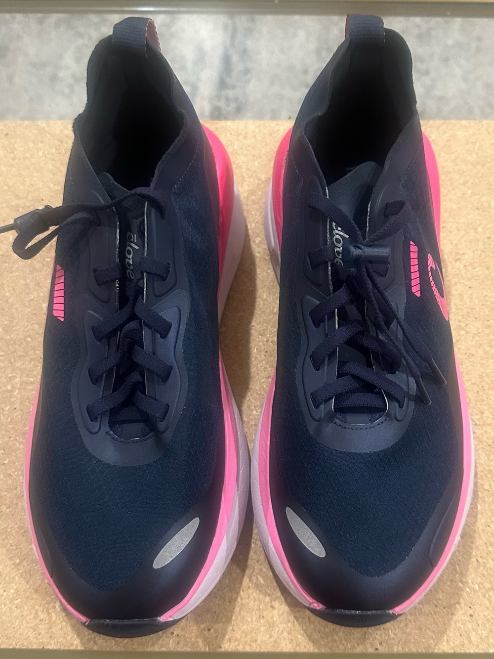 Women's Navy Athletic Sneakers with Hot Pink Accents